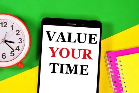 Value their time. Text message on the smartphone screen. Stock Photos