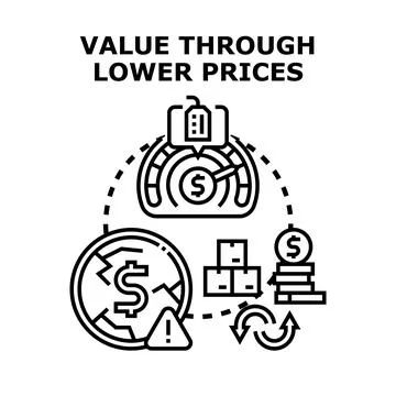 Value through lower prices concept vector illustration Stock Illustration