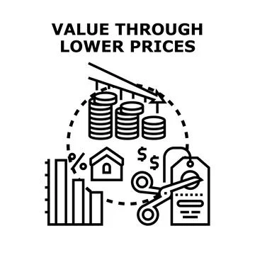 Value through lower prices concept vector icon Stock Illustration