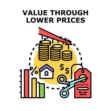 Value through lower prices concept vector icon Stock Illustration