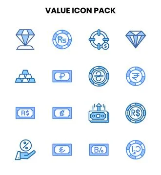 Value Two Colour Scalable Icons Pack Stock Illustration
