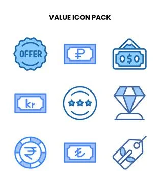 Value Two Colour Vector Icons Pack Stock Illustration