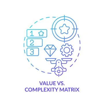 Value vs complexity blue gradient concept icon Stock Illustration