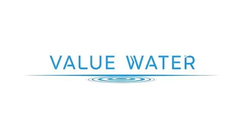 Value water text with blue ripple illustration and horizontal line on white.. Stock Illustration