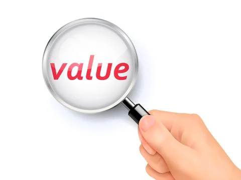 Value word showing through magnifying glass Stock Illustration