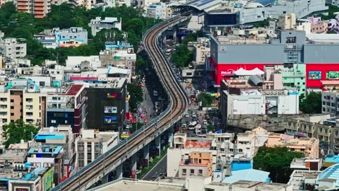 Value Zone Hyper Mart with Next Galleria Mall, buildings, traffic flow and Stock Footage 345277169