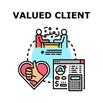 Valued client concept with customer satisfaction and loyalty Stock Illustration