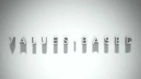 Values based 3D title animation with shadows on a white background Stock Footage 297856607