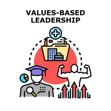 Values based leadership concept inspiring professional growth success Illustrazione stock