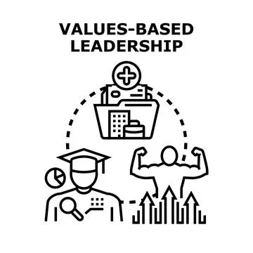 Values based leadership concept inspiring professional growth success Stock Illustration