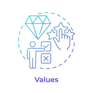 Values blue gradient concept icon Stock Illustration