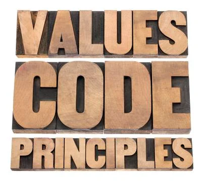 Values, code, principles 스톡 사진