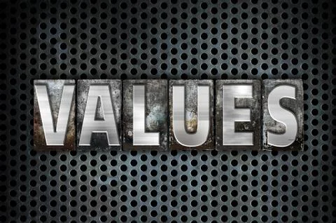 Values Concept Metal Letterpress Type Illustrazione stock