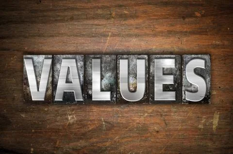 Values Concept Metal Letterpress Type 스톡 일러스트