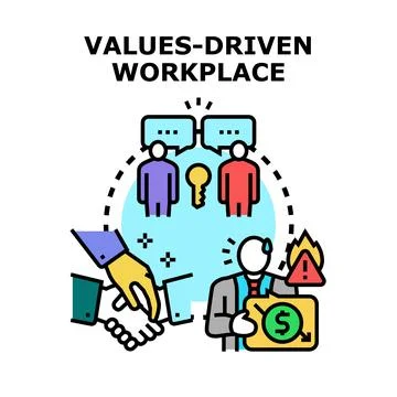 Values driven workplace fostering collaboration and success Stock Illustration