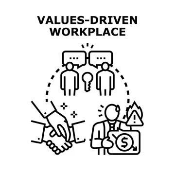 Values driven workplace fostering collaboration and success Stock Illustration