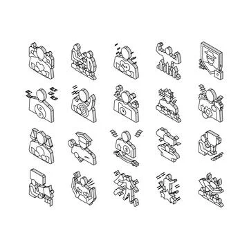 Values Human Life Collection isometric icons set vector Stock Illustration