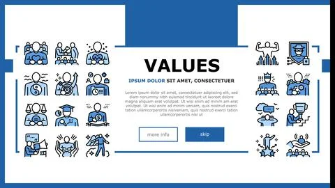 Values Human Life Landing Header Vector Stock Illustration