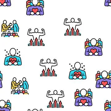 Values Human Life Vector Seamless Pattern Stock Illustration