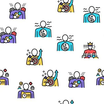 Values Human Life Vector Seamless Pattern Stock Illustration