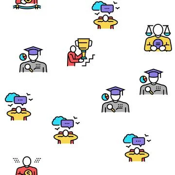 Values Human Life Vector Seamless Pattern Stock Illustration