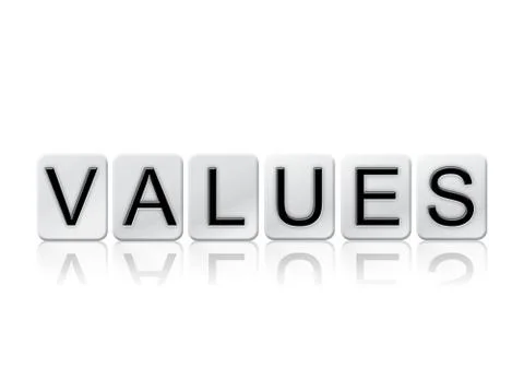 Values Isolated Tiled Letters Concept and Theme Stock Illustration