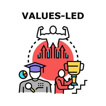 Values led business direction achieving success and growth Stock Illustration