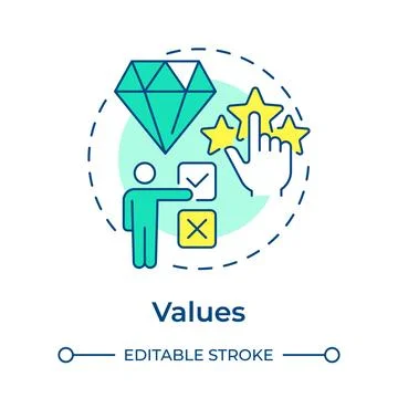 Values multi color concept icon Stock Illustration