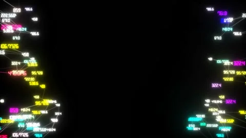 The values of the numbers vary.3D abstract digital wave of glowing particles and Stock Footage 100187783