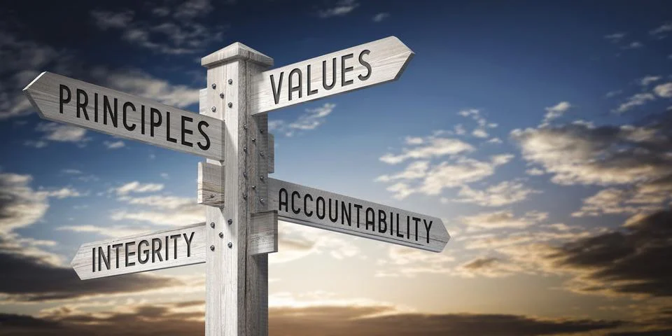 Values, Principles, Accountability, Integrity Stock Illustration