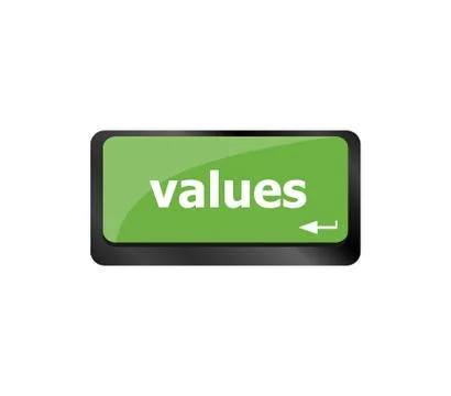 Values sign button on computer keyboard button Stock Illustration