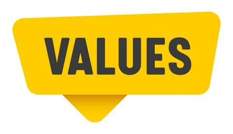 Values sign. values yellow sticker isolated on transparent background Stock Illustration
