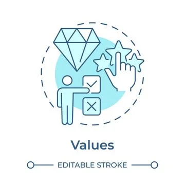 Values soft blue concept icon Stock Illustration