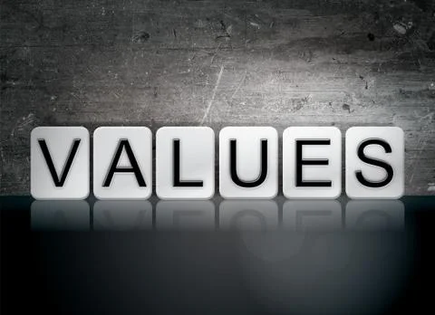 Values Tiled Letters Concept and Theme Stock Illustration