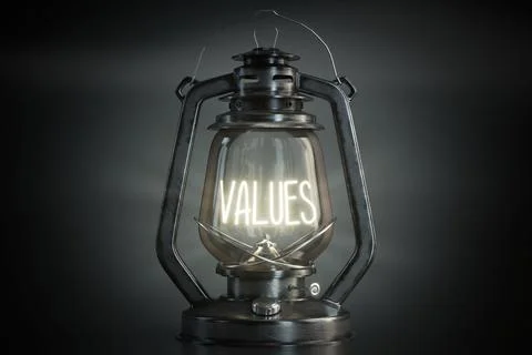 Values - Vintage Kerosene Lantern - 3d illustration Stock Illustration
