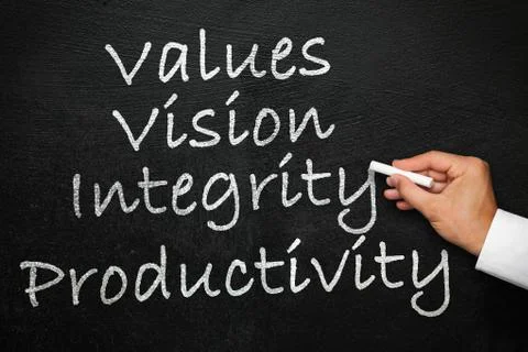 Values, vision, integrity and productivity. How to build a company culture th Stock Photos