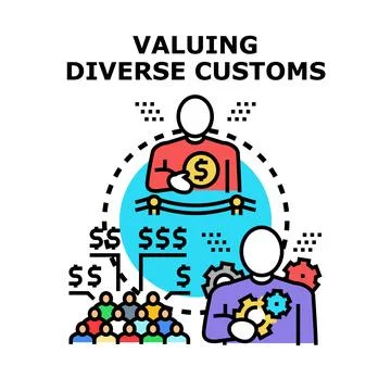 Valuing diverse customs and workforce benefits Stock Illustration