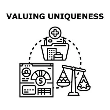 Valuing uniqueness concept weighing special skills Stock Illustration
