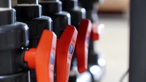 Valve Array on Irrigation Pipeline Assembly Video stock 340912863