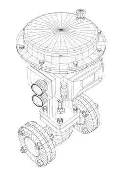 Valve with automatic electro-actuated. Vector Stock Illustration