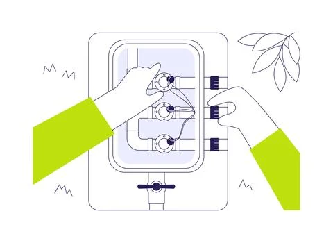 Valve box abstract concept vector illustration. Stock Illustration