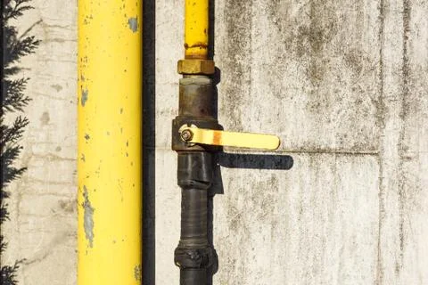 Valve on the gas pipe Stock Photos