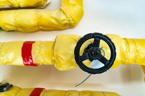 Valve in the heating system close-up. Stock Photos