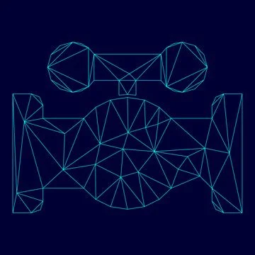 Valve low poly triangulation triangulated polygonal electric cyan blue vibr.. Stock Illustration