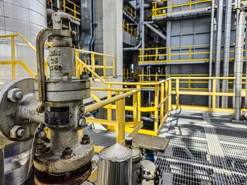 A valve is on a metal structure Stock Photos