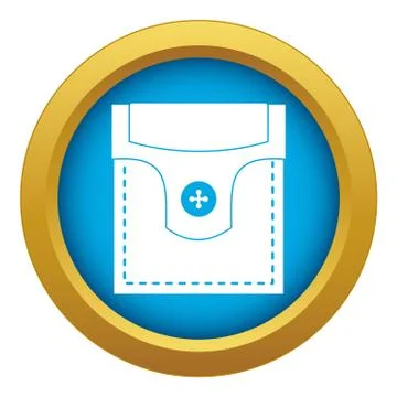 Valve pocket with button icon blue vector isolated Illustrazione stock