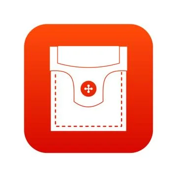 Valve pocket with button icon digital red Illustrazione stock