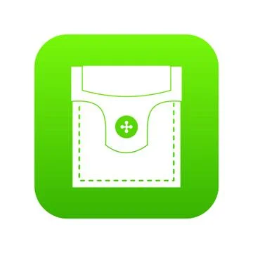 Valve pocket with button icon digital green Illustrazione stock