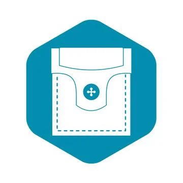 Valve pocket with button icon, simple style Stock Illustration