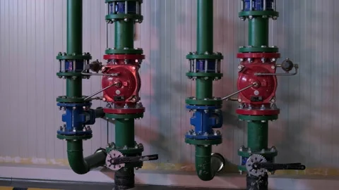 The valve of system Industrial of  fire extinguishing.  Stock Footage 236569925